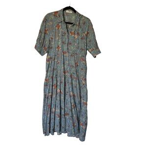 NATURAL LIFE Green Midi Sundress with Notched Collar